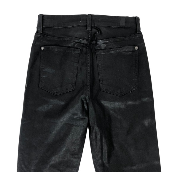 $198 7 For All Mankind High Waist Ankle Skinny Size 27 Coated Faux Leather Waxed - Picture 8 of 12